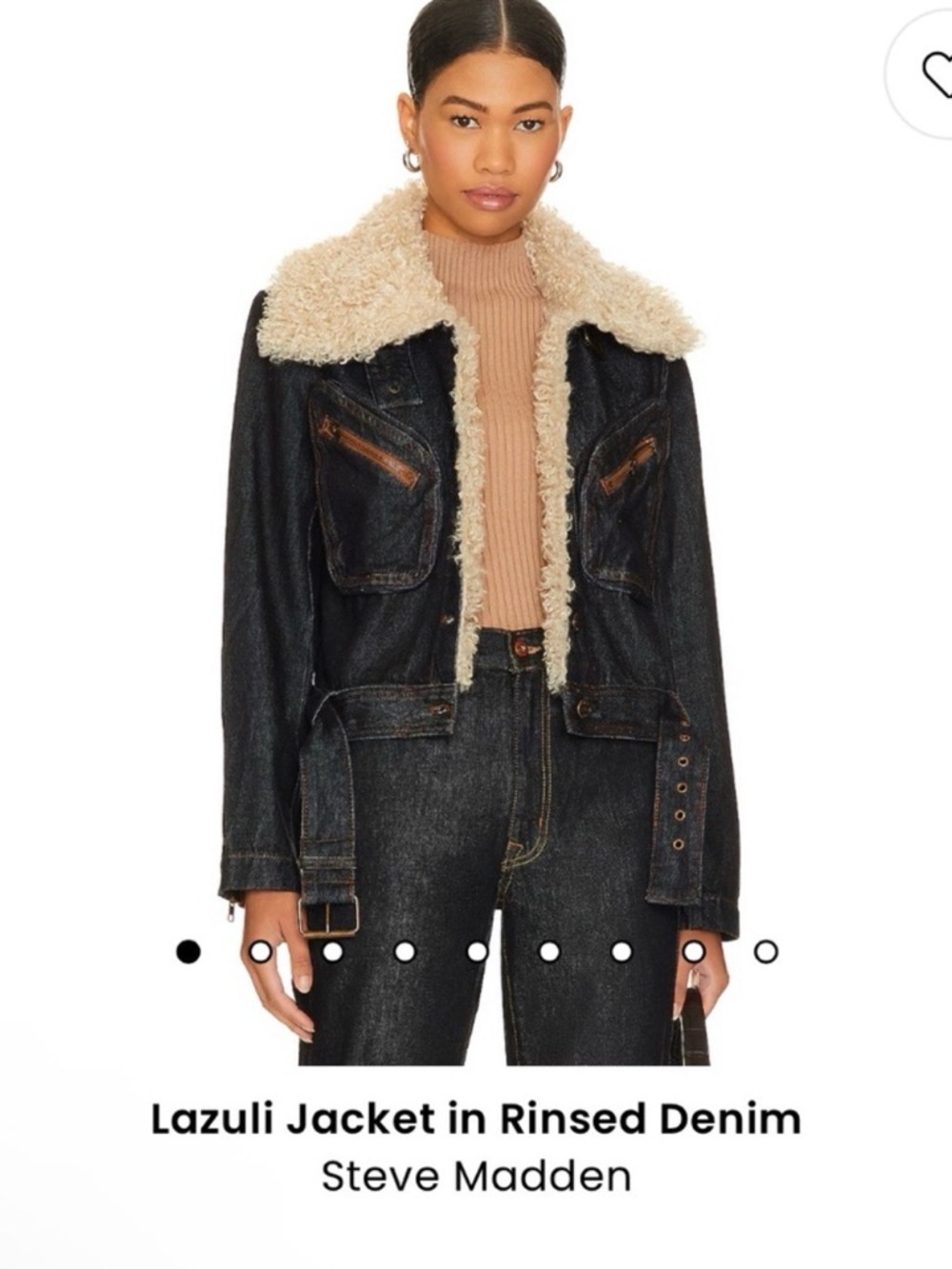 Steve Madden Women9s Rinsed Denim Jacket with Shearling Collar new with out tag